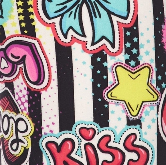 LEGGINGS DEPOT Emoji Print Striped Full Length Leggings Size 10 NWT - Picture 5 of 5